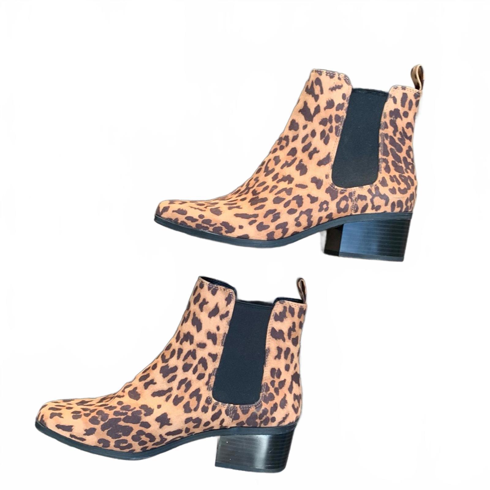 Cheetah Booties Pull On Low Heel | Size 9 | A New Day